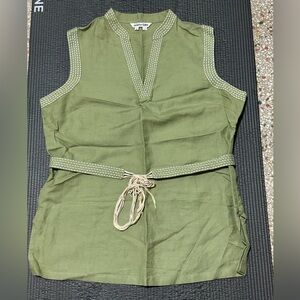 Jennifer Eden Green Sleeveless Tunic with Belt